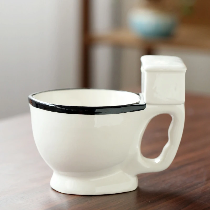 300ml Novelty Toilet Shape Mug Cup Coffee Ceramic Mug With Handle Water Cup Coffee Tea Milk Ice Cream Cup Funny For Gifts