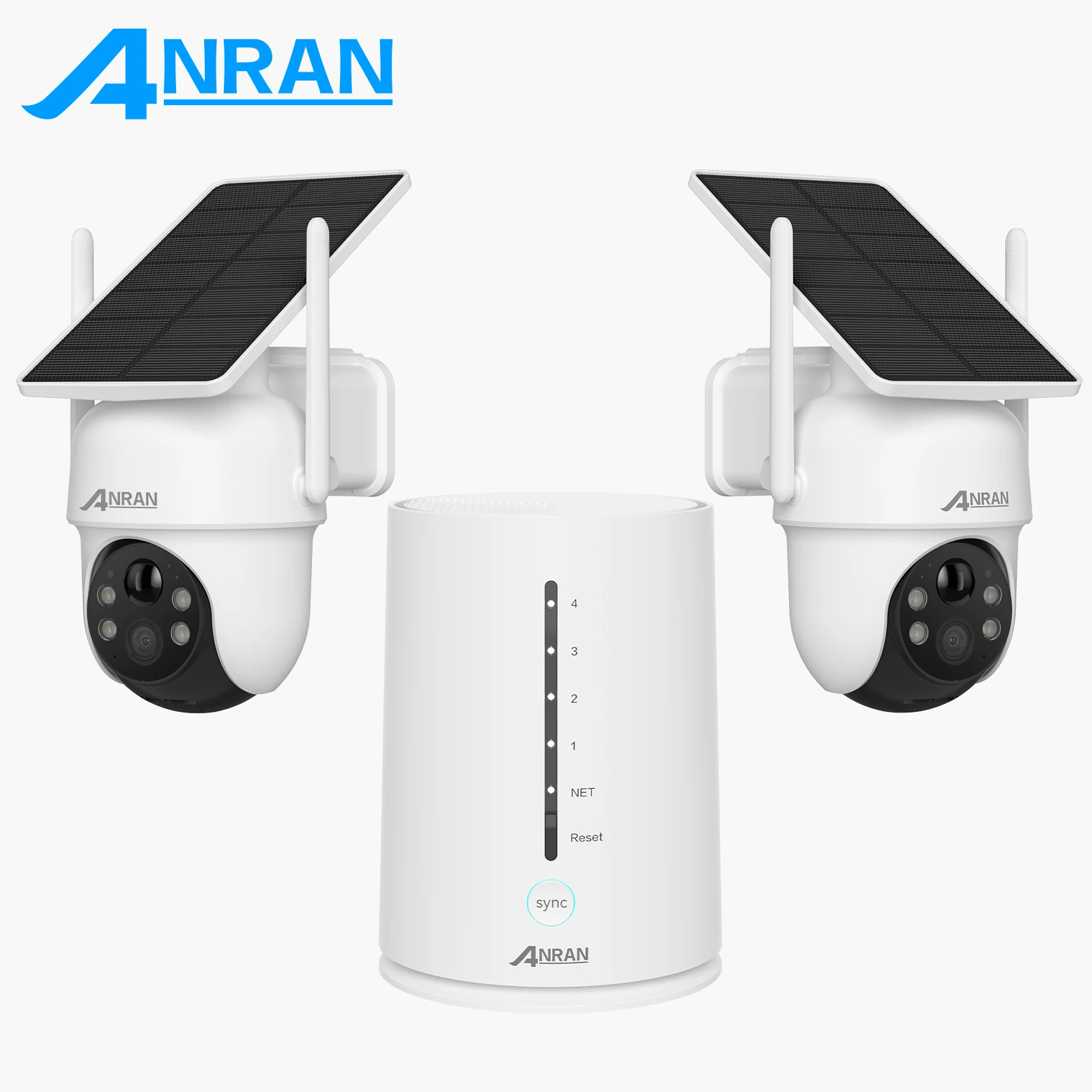 ANRAN 2K Wireless Solar Battery Camera Kit 360° PTZ Surveillance Security Outdoor Wifi Camera Set Humanoid Detection Siren Alarm