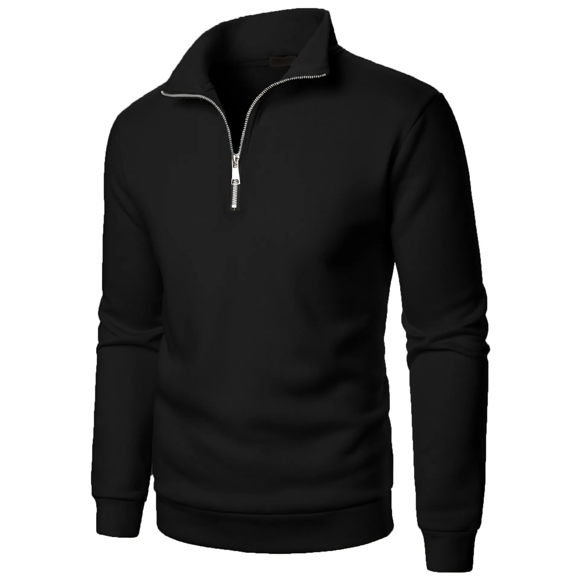 Autumn Men's Half Zipper Sweatshirts Long Sleeve Solid Color Pullover Turtleneck Streetwear Winter Warm Jacket Sport Coats