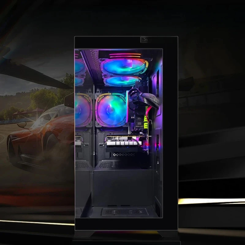 Gaming PC Desktop,RX 580 16G GDDR5, Core i7 up to 3.9G, 16G RAM, 512G SSD, 600M WiFi, BT 5.0, RGB Fan x3, RGB BT Sound Bar