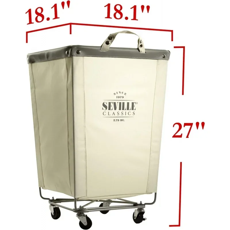 Large Commercial Heavy Duty Rolling Steel Frame Laundry Hamper Canvas Cart Bin, w/ Wheels Hotel, Home, Closet, Bedroom (PATE