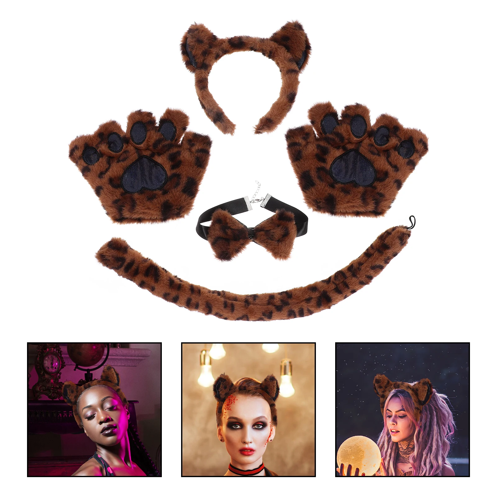 

Cat Claw Gloves Ear Headband Set Animals Costume Prop Make up Children's Plastic Costumes Accessories Cosplay Bridegroom