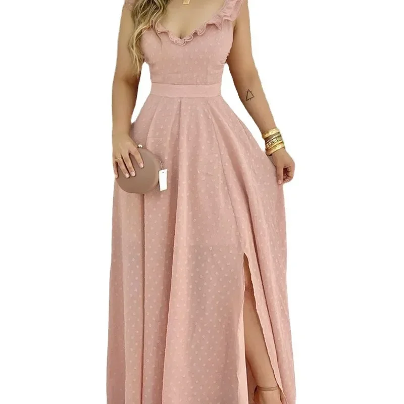 2024春夏新作 レディース 無地 セクシー スリング バックレス ワンピース