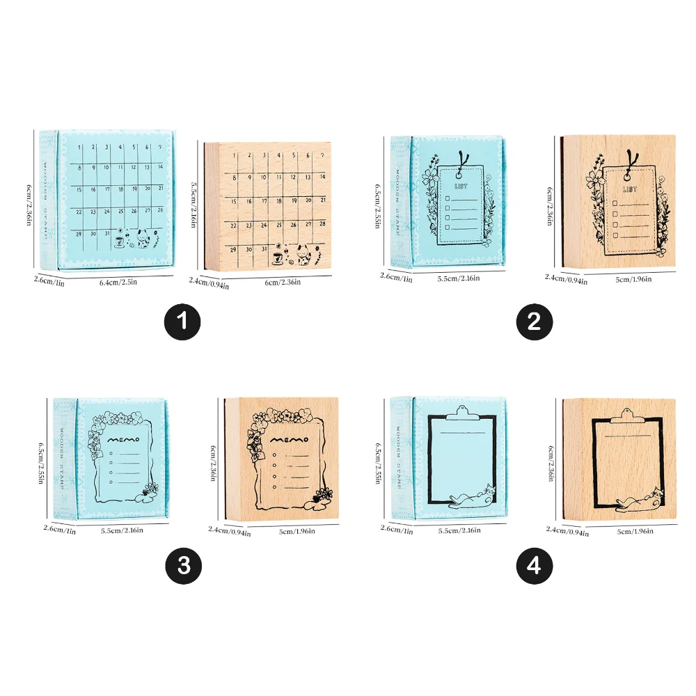لطيف الرجعية التقويم ختم الختم المحمولة قابلة لإعادة الاستخدام التقويم الشهري ختم خشبي التقويم الأسبوعي الختم #6
