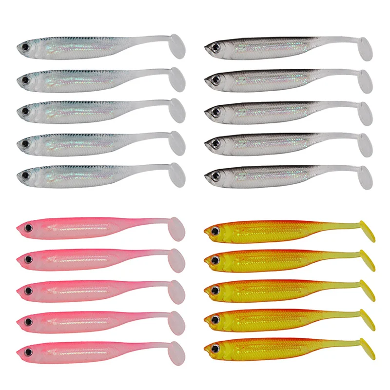 5PCS Soft Lures Easy Shiner Silicone Double Color Artificial Bait 7Cm Fishing Jig Wobblers Tackle Bass Swimbait