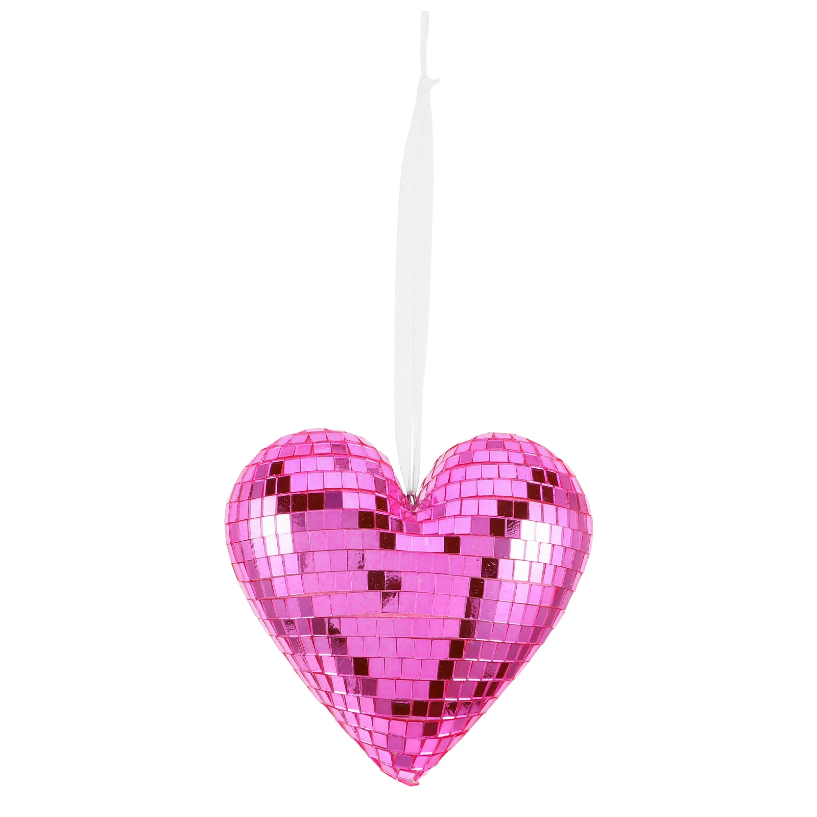 

Pink Heart Mirror Disco Ball 70s 80s Retro Hanging Ornament Ceiling Wall Valentine Reflective Glass Pendant Party Decoration