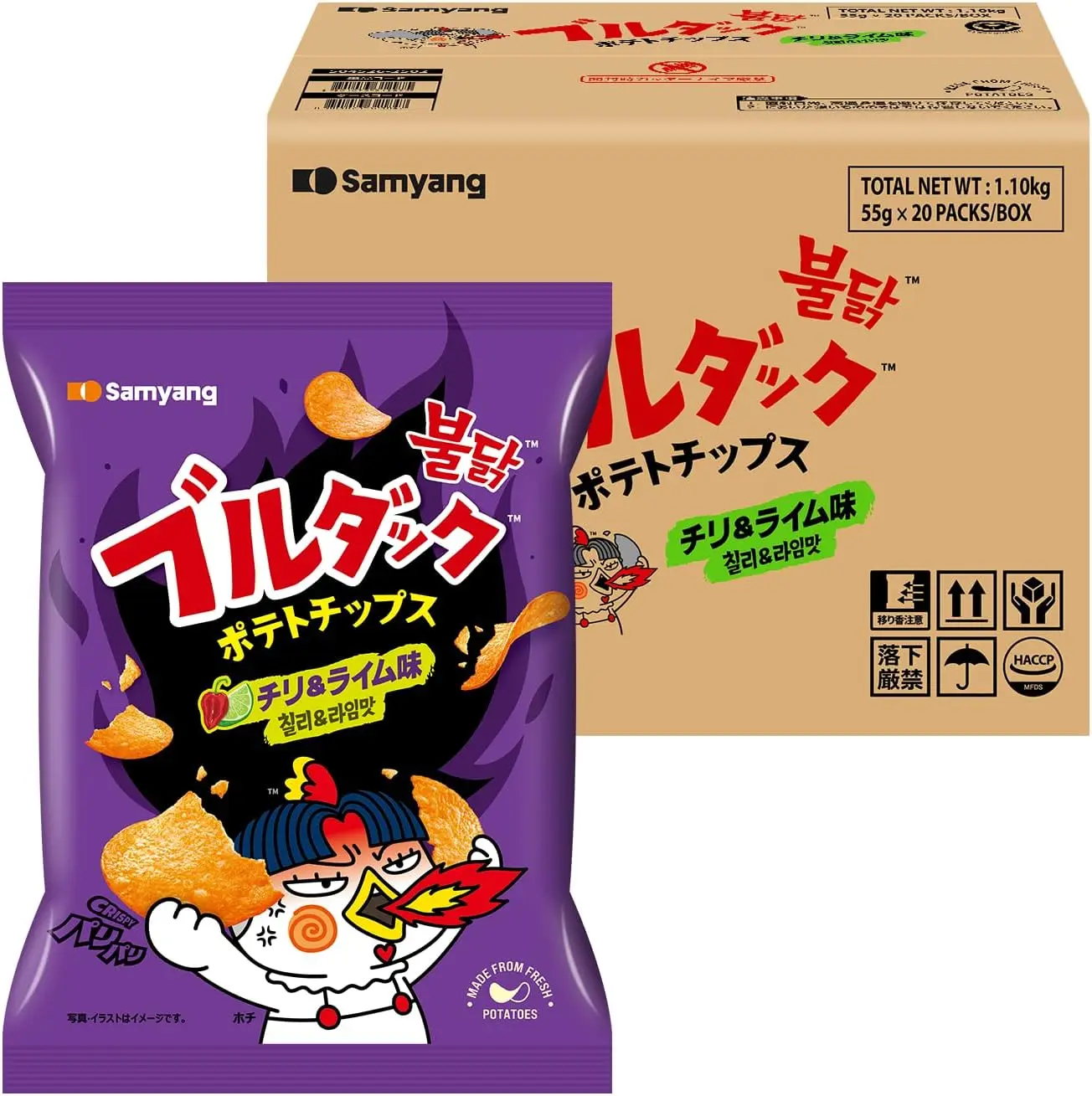 【公式】ブルダックポテトチップス 20食（チリ&ライム ） フレーバー名:チリ&ライム