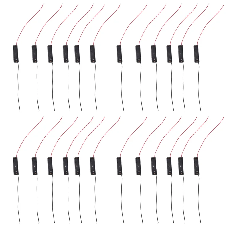 

24Pcs Wired Connector 1.5V AAA Battery Holder Plastic Case Storage Box Black