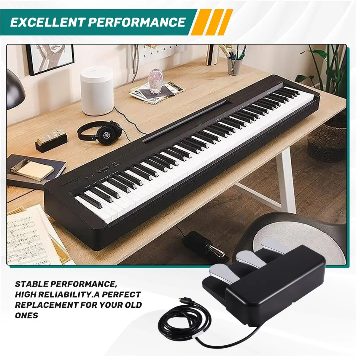 PROMOTION~ 3-Pedal for Digital Keyboards Pianos,Three Foot Pedal Unit for Yamaha P48 Electric Digital Pianos
