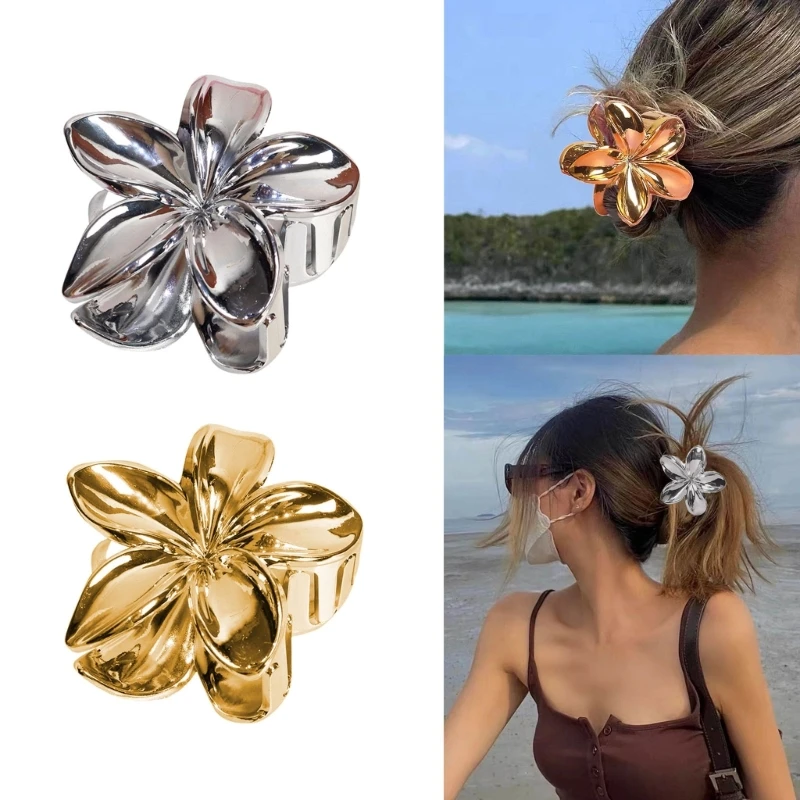 New Europe Large Flower Alloy Hair Clip for Women Sweet Hairpins Hair Claws Crab Clamp Barrettes Fashion Hair Accessories