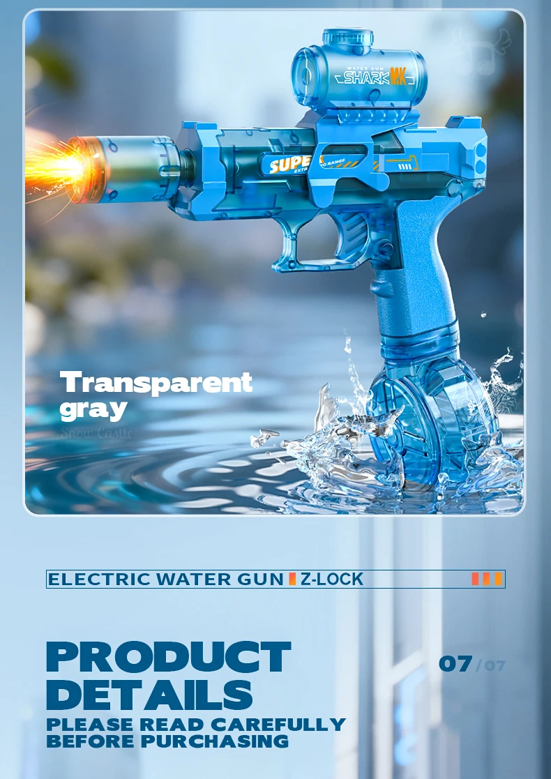 Simulierte Schuss- und Rückstoßfunktion Elektrische Wasserpistole Spielzeug für Kinder Automatische Sensorlichter Wasserpistole Sommer Outdoor Strand Kinderspielzeug – Detail 28