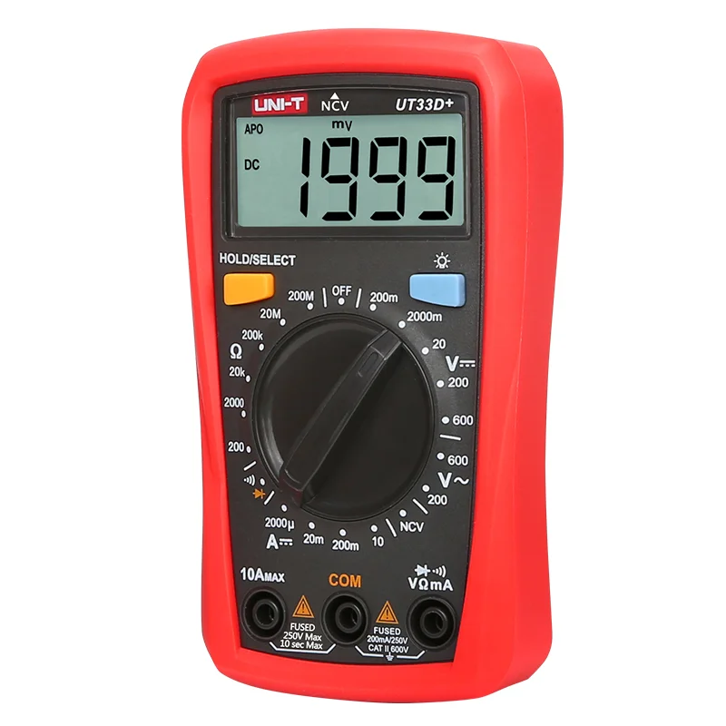 UT-33D+ Uni-t Multimeter AC DC Current Resistance NCV Tester Handheld Multimeter Digital