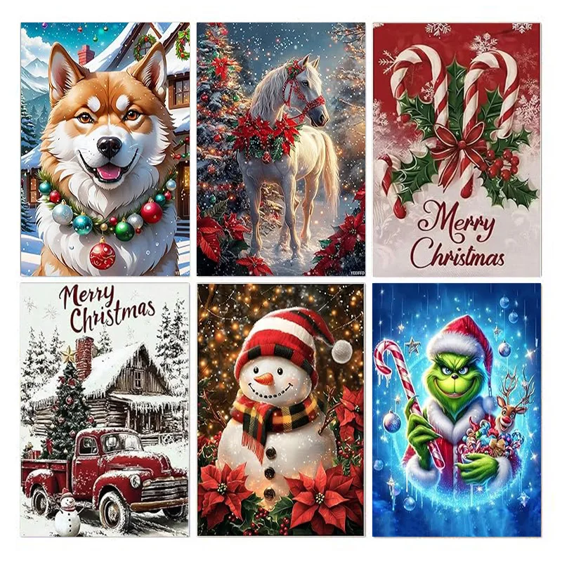 AB Diamantmalerei Weihnachten 5D Diamantmalerei Weihnachten Weißes Pferd (Geeignet für Anfänger) DIY Mosaikmalerei Dekoration