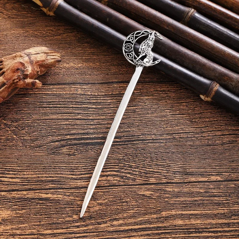 Viking Retro Gothic Moon Wolf Hair Stick Hair Clip Fashion Personality Trend Multi Functional Hair Accessories Perfect Gift Sele