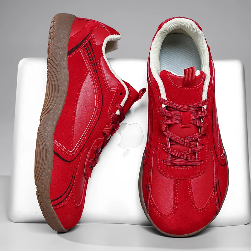 

Unisex Wide Toe Sneakers Men Women Casual Walking Shoes Lace Up Minimalist Leather Board Shoes Zero Drop Outdoor Training Shoes