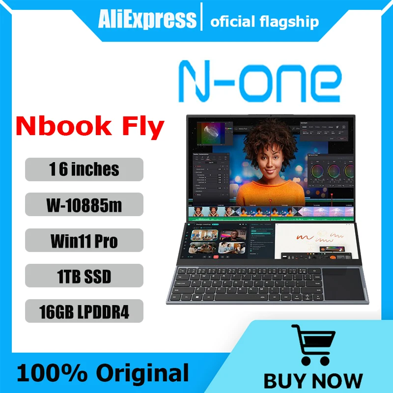 N-one Nbook Fly Laptops 16GB+1T Intel ®   Xeon ®   W-10885m Windows 11 Pro Pantalla doble 16''+14'' Touch pad Computadora de estudio de oficina