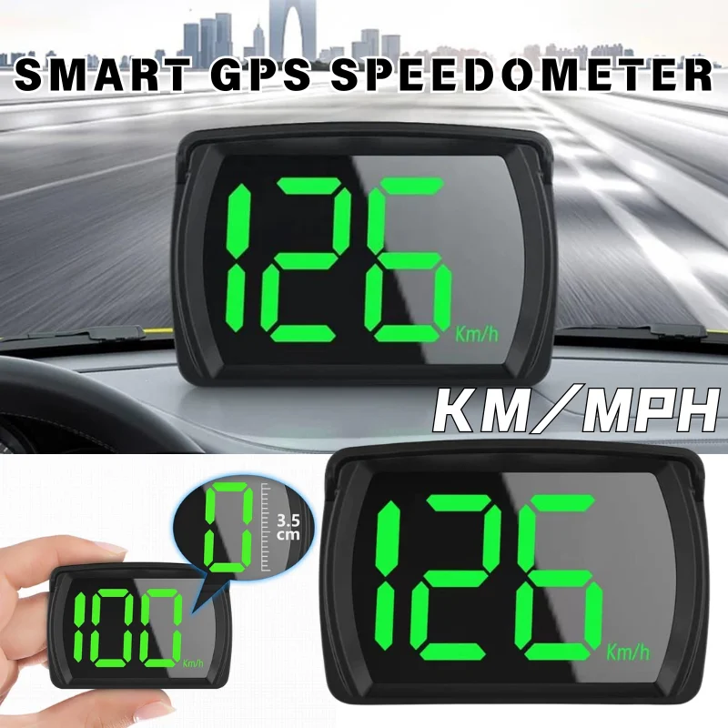 Smart Car Digital GPS HUD Speedometer HD LED Screen KM MPH Speed Meter Universal Auto Dashboard Overspeed Alert Device