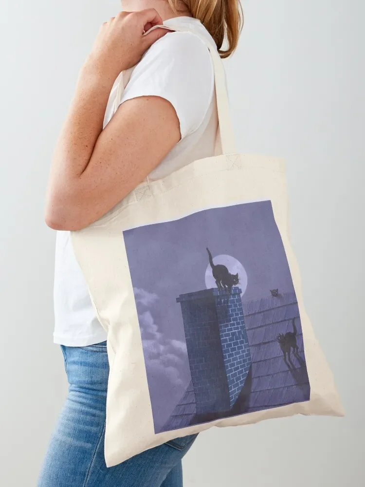

Cats Under The Full Moon Tote Bag bag luxury women men's cute bags cloth bags