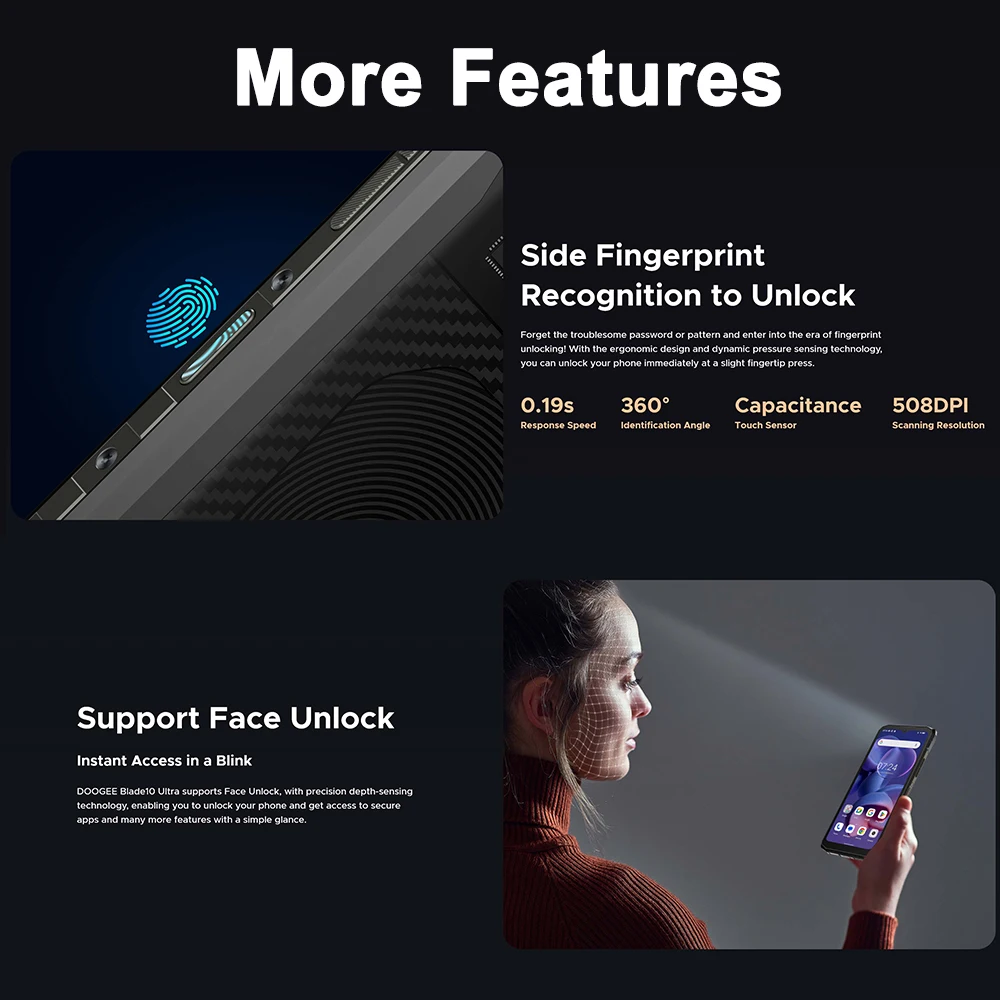 [세계 최초 공개] DOOGEE Blade 10 Ultra 스마트폰 20GB(8+12) 256GB 50MP 6.56'' 견고한 셀룰러폰 NFC 안드로이드 14 모바일 폰