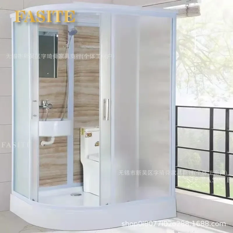 For Bathroom Fan Shaped Curved Integral Shower Room Tempered Glass Dry Wet Separation Household Bath Enclosure Modern Design