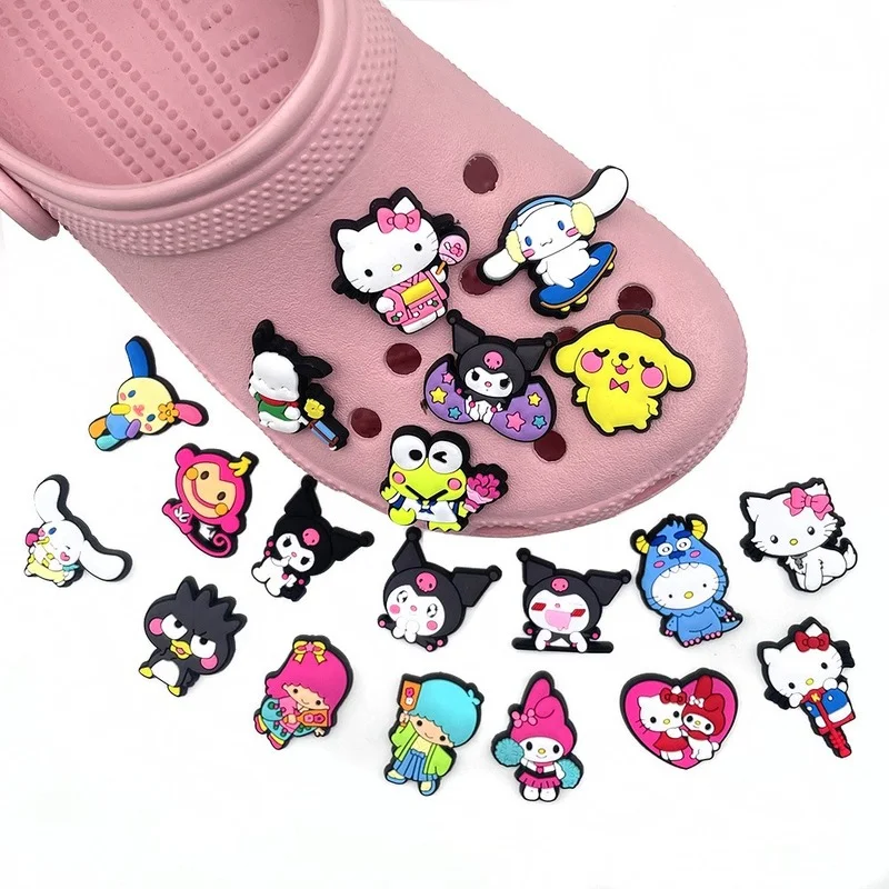 Kuromi HelloKitty Shoe set crocs accessories Buckle Accessories Melody DIY Cartoon Animals Shoe Decoration Croc Charms Kids Gift