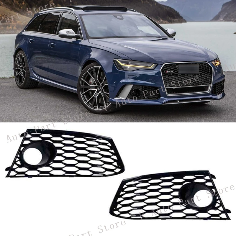 

For Audi RS6 2011 2012 2013 2014 2015-2018 RS7 2009-2018 Front Bumper Fog Lamp Light Grille Cover Frame Molding Decorative Cap