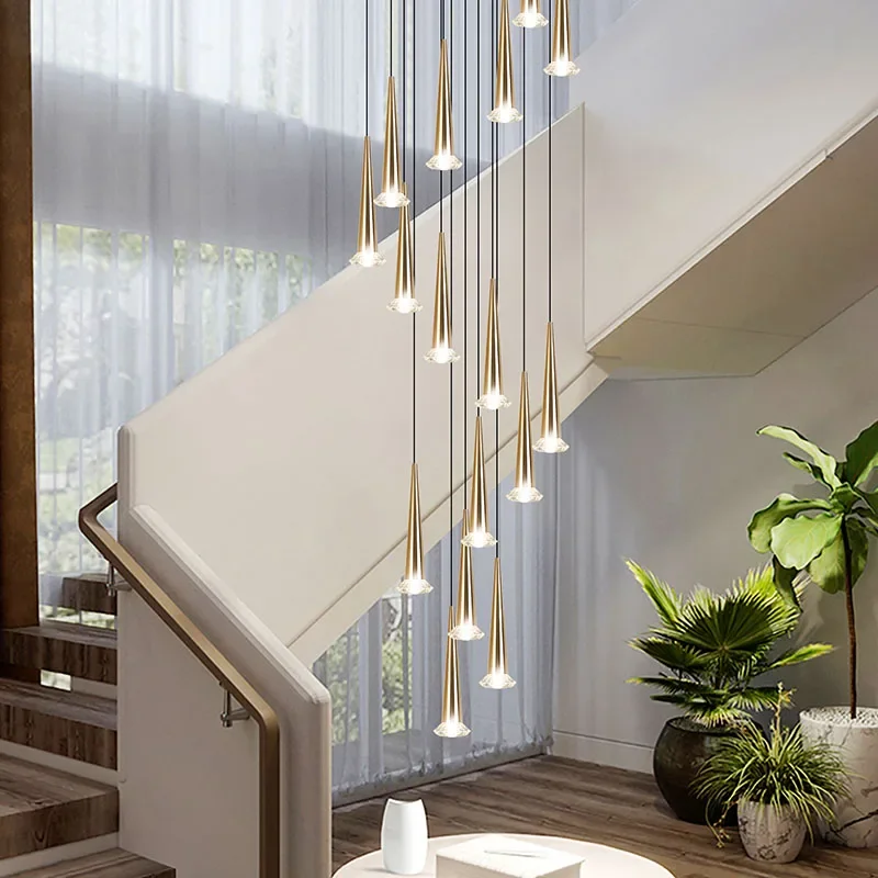 Imagem -02 - Modern Crystal Led Candelabro Luxo Pingente Luminárias Long Staircase Suspensão Luminária Ilha Interior Pendurado Lâmpadas