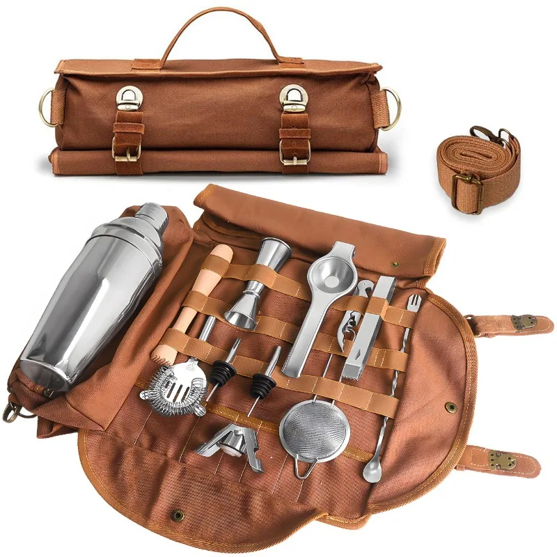 

equipment storage bag Canvas bartending tool storage bag Multifunctional portable bartending equipment storage bag