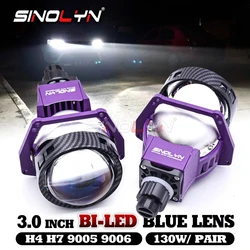 Sinolyn 3 Inch Blue Bi LED Lenses For H7 H4 9005 9006 Headlights Projector Angel Eyes LED Headlamps Lenticular Optics For Cars