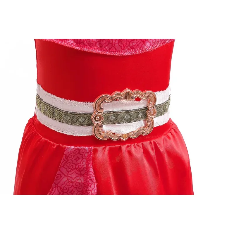 レッドエレナフリルベルトガールコスプレプリンセスコスチューム夏カジュアルクールビーチ誕生日パーティーギフトドレスセット