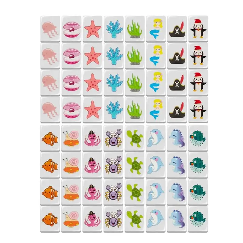 Mahjong Game Tile Games Set With Flag Pattern Mahjong Tiles Set For Family Party Seaside Escape Block Puzzle Fun Board Games For