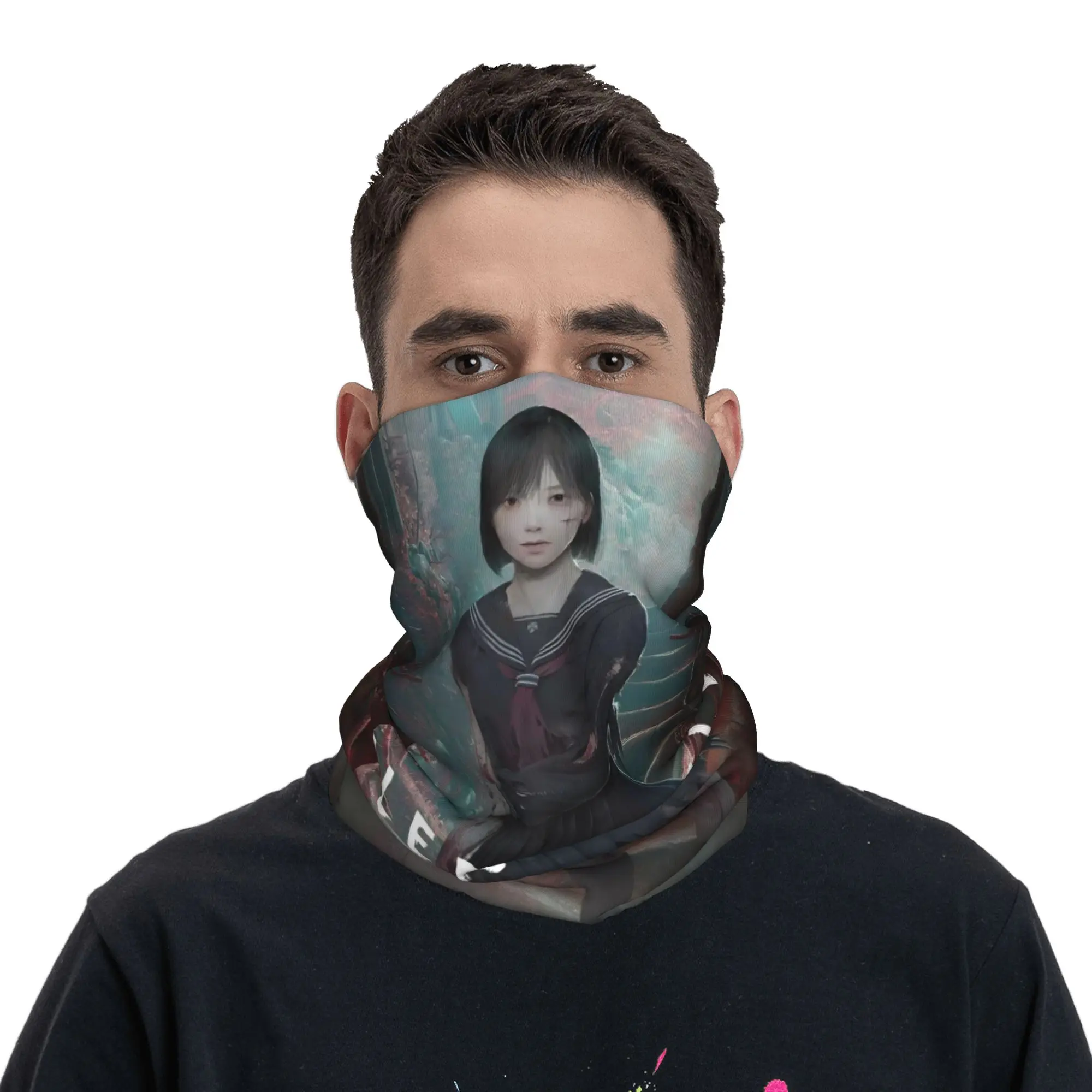 Hinako Silent Hill F Bandana Neck Cover Printed Horror Game Wrap Scarf Multi-use Cycling Scarf Hiking Unisex Adult All Season