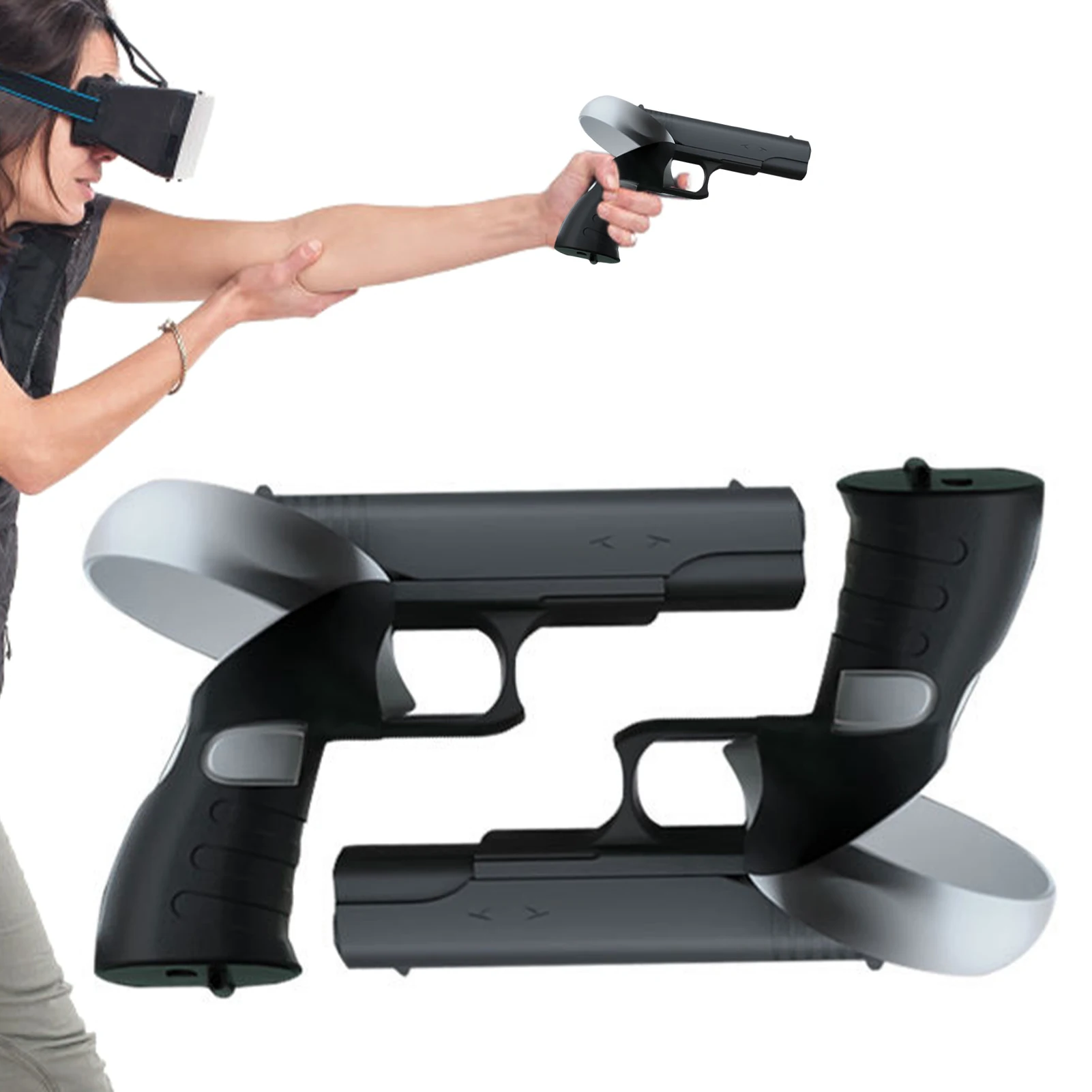 VR Shooter Games Pistols For Oculus Quest 2Stock Controller Handle Grip Enhanced FPSExperience For Quest 2 Case