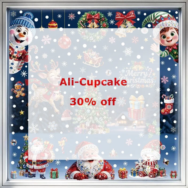 2Pcs/Set Christmas Tree Snowman Window Stickers Christmas Removable Glass Decorations Living Room New Year Home Art Wallpaper