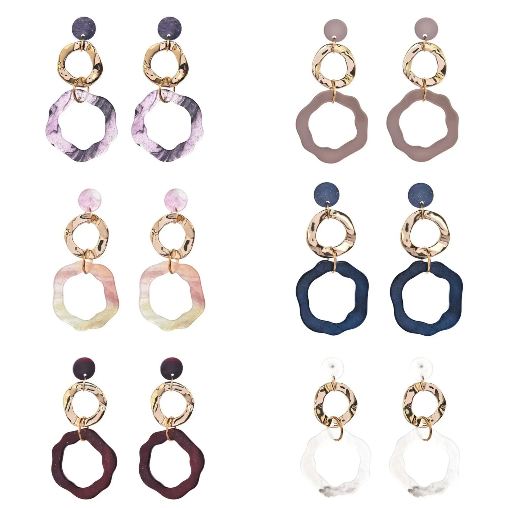 DIY accessories New light luxury acrylic earrings for women, fringed blue vacation style high-end studs, temperament earrings wh