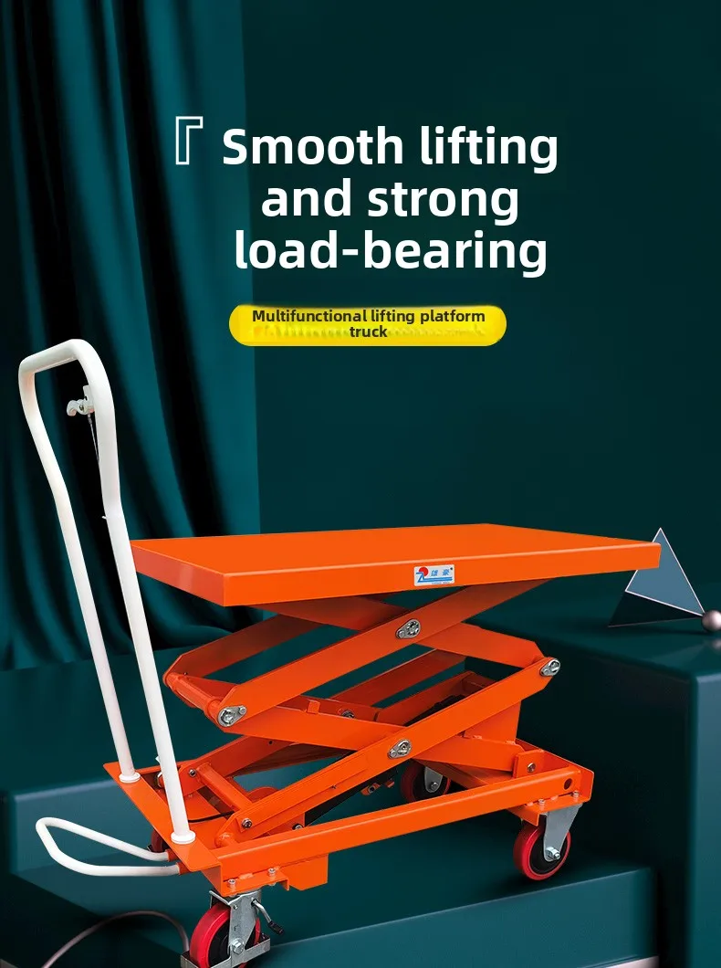 LMM Mobile Small Lifting Platform Manual Flatbed Cart Large Countertop Working Platform Cart