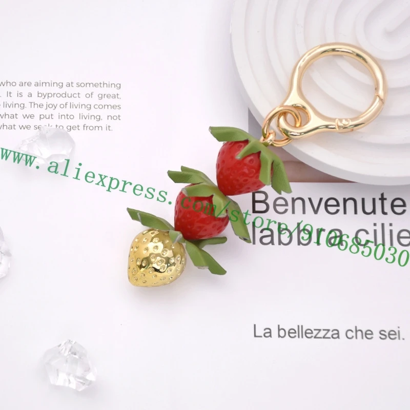 

Lovely Strawberry Bag Charm Hanging Decoration Ornament For Handbag Backpack Car Keychain Keyring