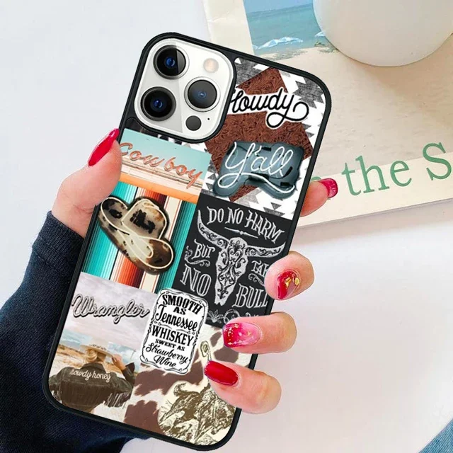 Cowboy Cowgirl Howdy Phone Case, Western Ranch, Capa Boho para iPhone 15, 14, 12, 13, Mini, 6, 7, 8 Plus, X, XS, XR, 11 Pro Max, SE, 2020