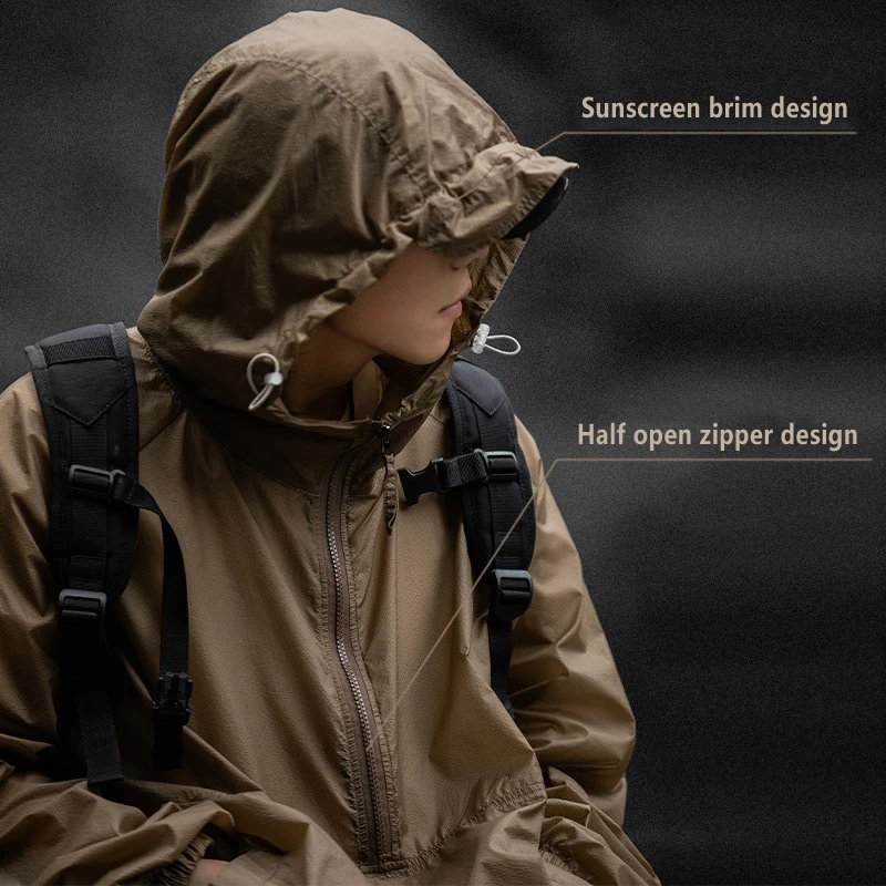 Outdoor Lightweight Breathable UPF50+Half Zip Sun Protection Clothing Men/Women Summer New UV Protection Sun Protection Clothing