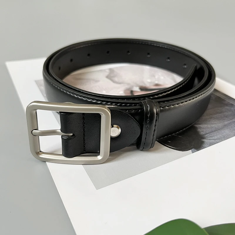 Women's Runway Fashion Black Genuine Leather Cummerbunds Female Dress Corsets Waistband Belts Decoration Narrow Belt TB622