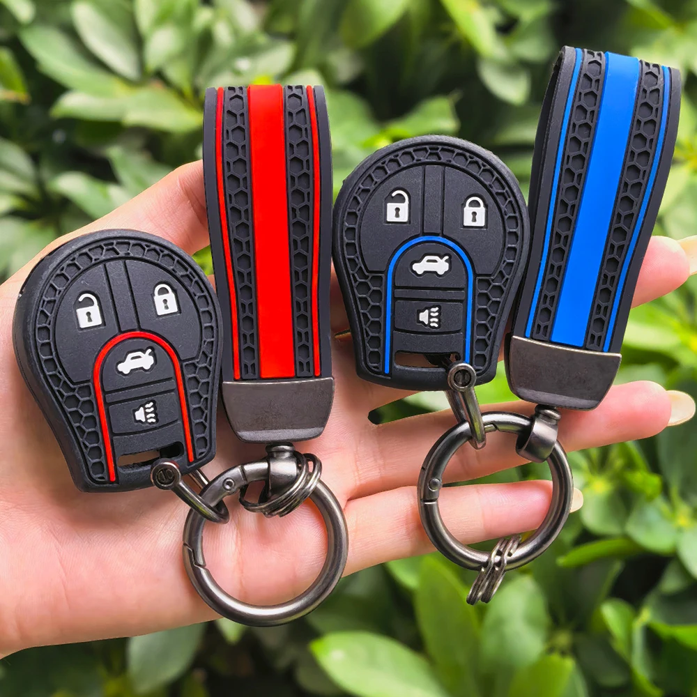 Car Key Case for Nissan Sylphy Rogue Altima Sentra Maxima Pathfinder Versa Tiida March Juke Armada 4 Buttons Bag with Keychain