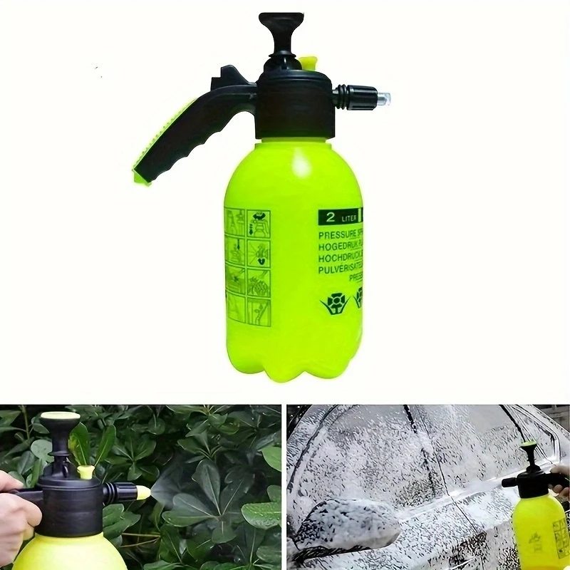2 liters of Adjustable Foam Hand Pressure Water Sprayer With watering can lever- Durable Handheld Bottle for Car Wash & Home Cle