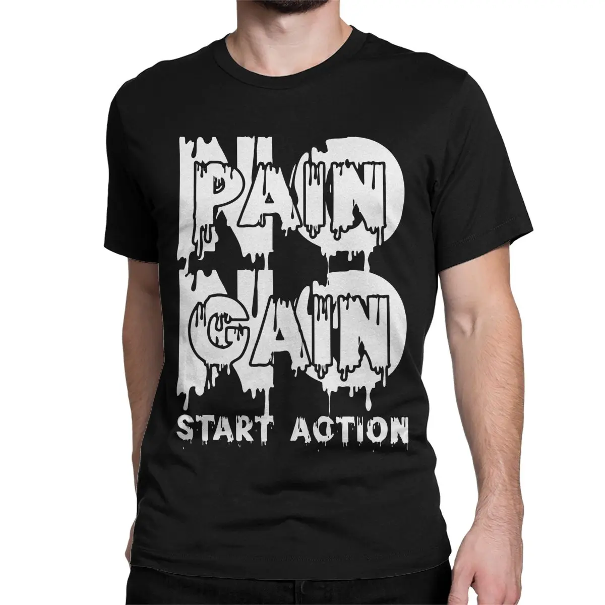 No Pain No Gain Start Action T-Shirts for Men Women Novelty 100% Cotton Tees Crewneck Short Sleeve T Shirts Gift Idea Clothing