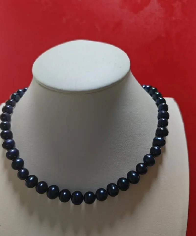 Brand new Tahiti AAAA 7-8mm round black pearl necklace 925 silver 18-36 inches.