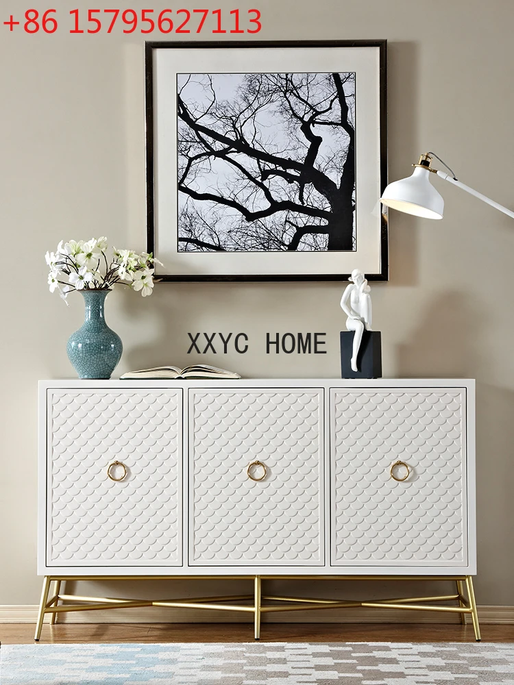 Customized European style dining sideboard, stainless steel foot multifunctional decorative cabinet, kitchen bowl cabinet