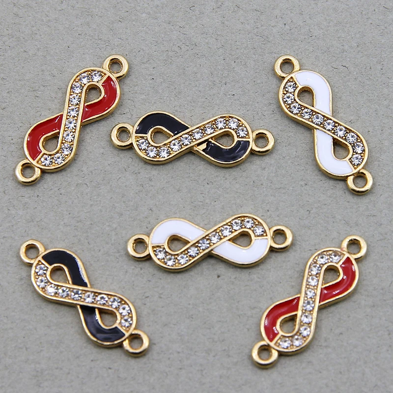 6pcs 8*25mm Crystal Infinity Charms for Jewelry Making Fashion Earring Pendant Connectors Bracelet Necklace Charm Accessories