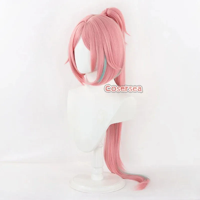 Cosersea rappa cosplay perucas jogo honkai: star rail rappa 100cm rosa misturado azul rabo de cavalo cos peruca cabelo sintético resistente ao calor