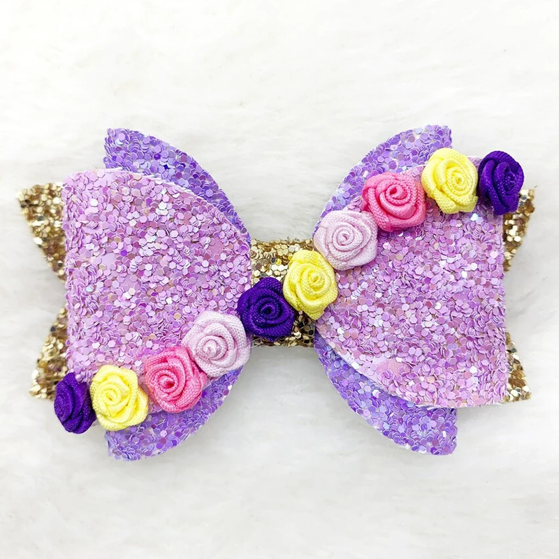 2Pcs Cute Rapunzel Hair Accessories for Girls Chameleon Sunflower Ears Clip Women Tangled Head Bands Kids Sequins Bow Headwear - view 6