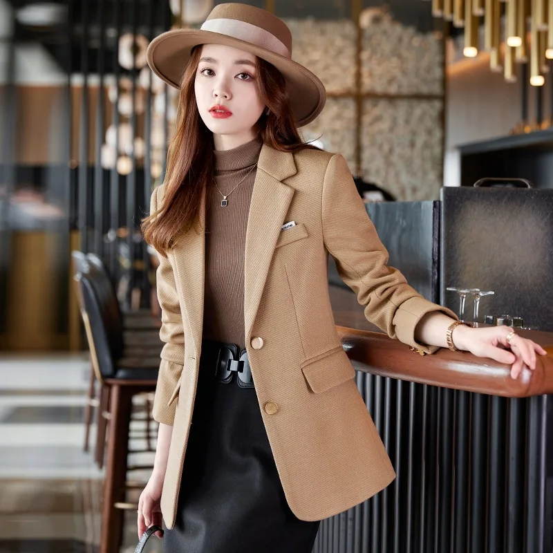 

Fashion Ladies Blazer Women Green Black Khaki Long Sleeve Female Business Work Wear Slim Formal Jacket For Autumn