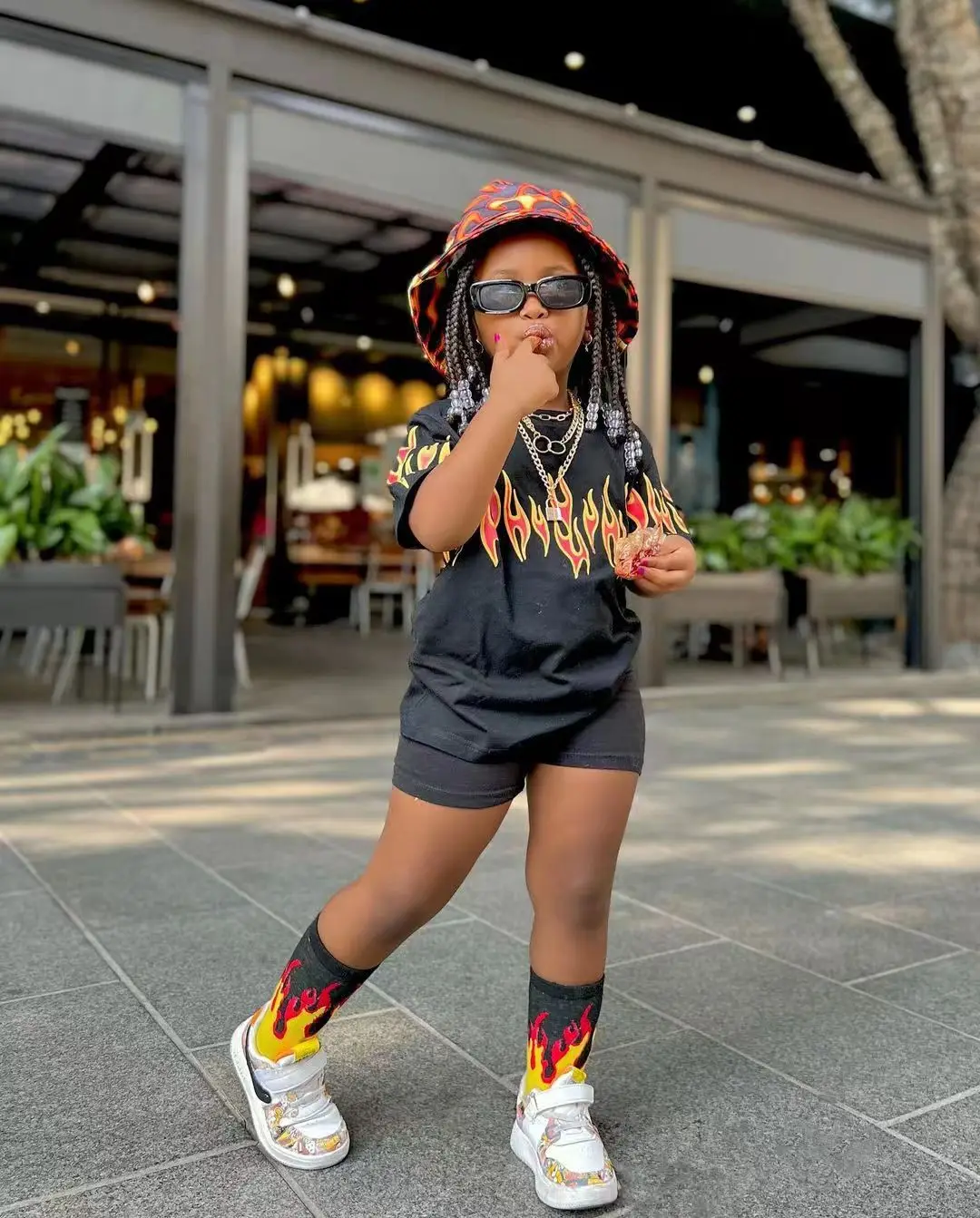 Baby Girl Summer Clothing Sets Short Sleeve Tops+ Black Color Shorts Kids Casual Clothes Children's Girls 2pcs Outfits 3 4 5 6 7